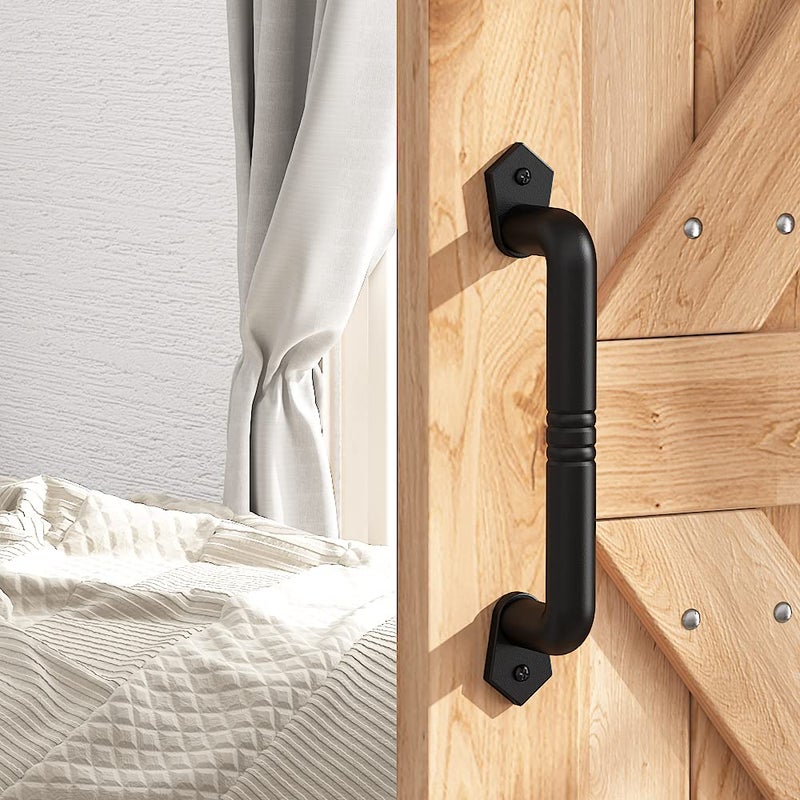 SKYSEN Sliding Barn Door Handle Pull Black for Sliding Barn Door,Gate 9'' Black(607) - Image 1